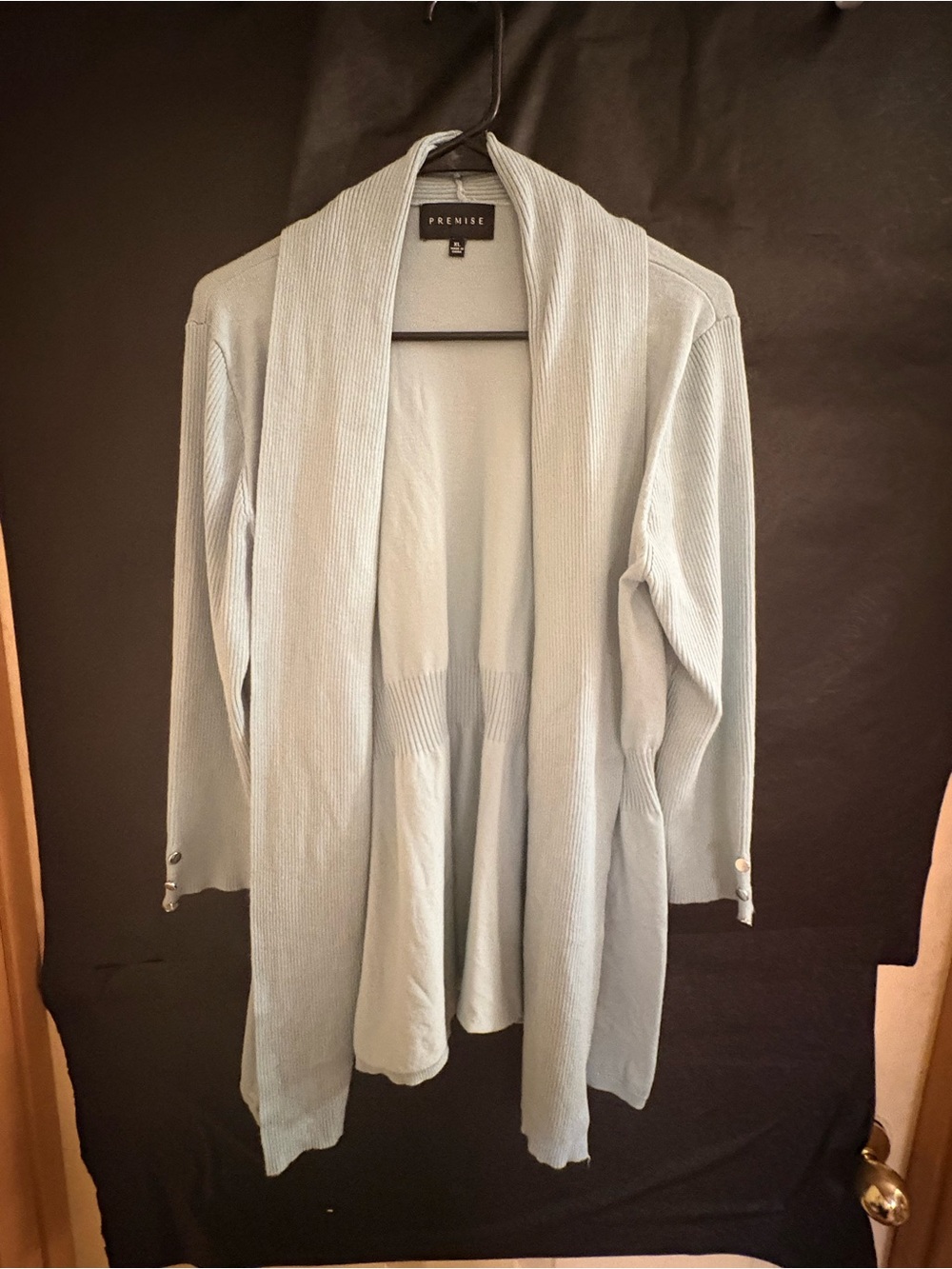 Premise Light Blue Open Front Ribbed Cardigan